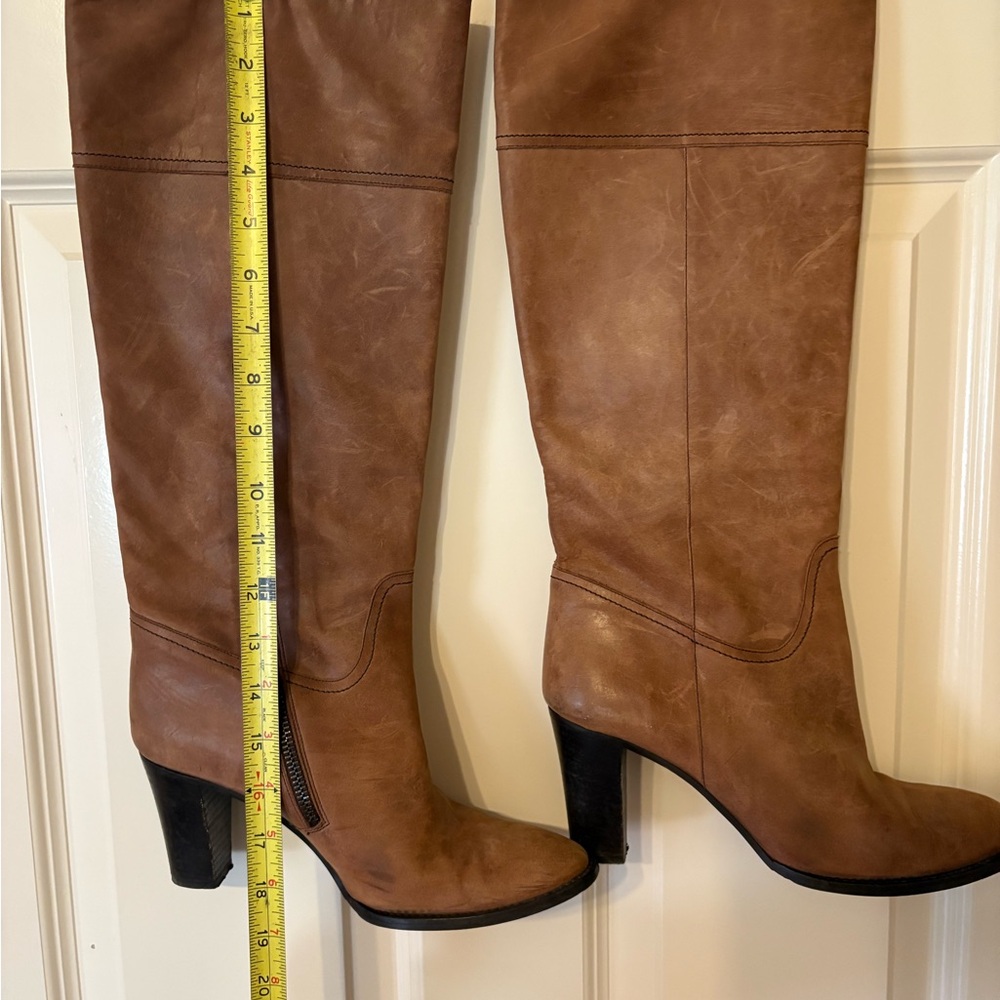 J. Crew Tan Leather Heeled Boots